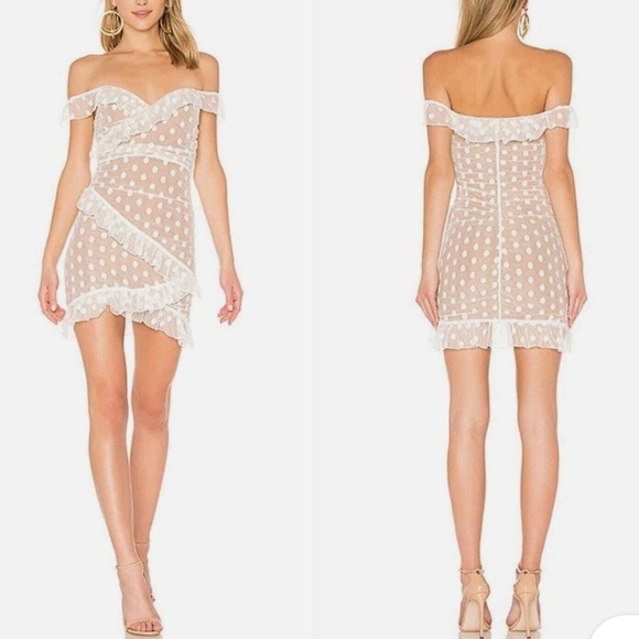MAJORELLE Dresses & Skirts - REVOLVE MAJORALLE Bandit Rushed Polka Dot
Ruffed Dress Size Medium